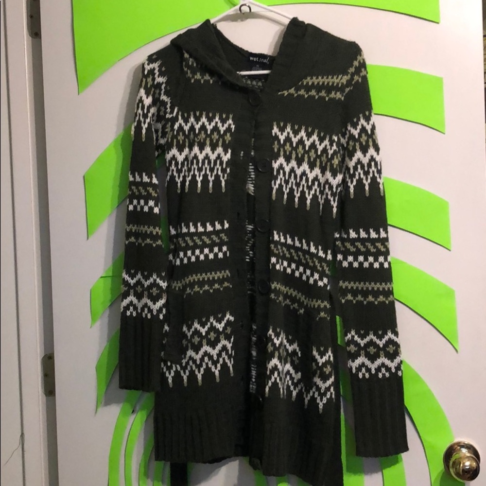 Long hooded sweater